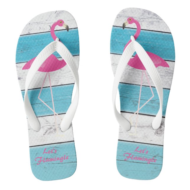 Let's Flamingo Flip Flops in Turquoise (Footbed)
