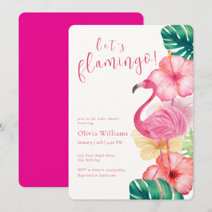 Let's Flamingo Tropical Floral Baby Shower Invitation