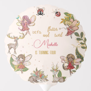 Let's flutter and twirl fairy garden birthday balloon