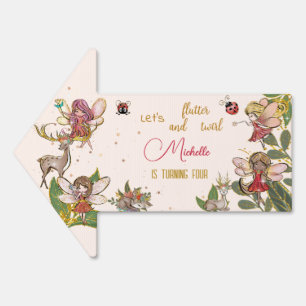 Let's flutter and twirl, fairy garden birthday sign