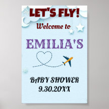 Let's Fly Baby Shower Welcome Sign - Custom