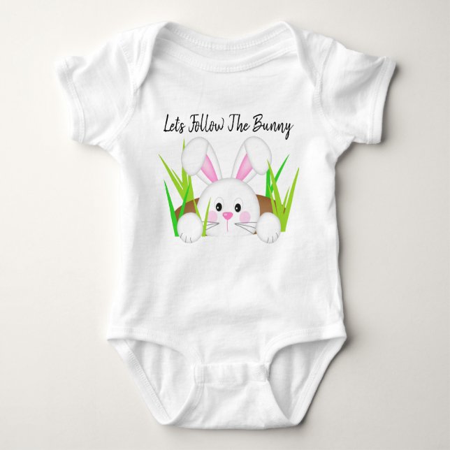 Let's Follow The Bunny Baby Bodysuit (Front)