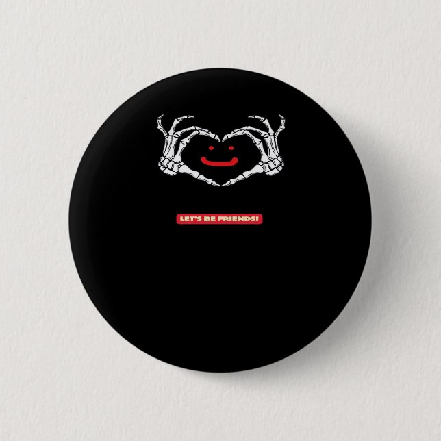 Let's Friends! Classic Skeleton Hands Heart Button (Front)