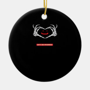 Let's Friends! Classic Skeleton Hands Heart Ceramic Ornament