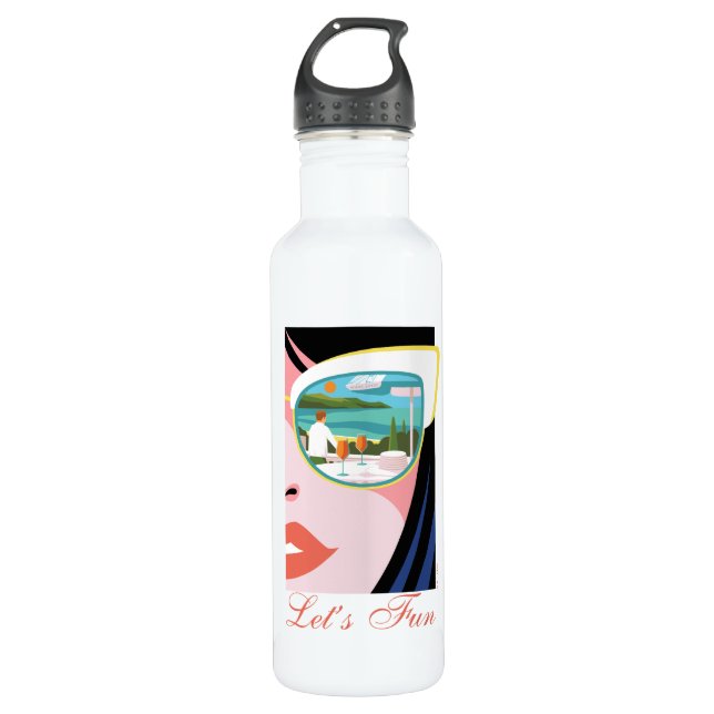 Let's Fun - The White Lotus Stainless Steel Water Bottle (Front)