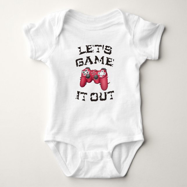 Let's game it out baby bodysuit (Front)