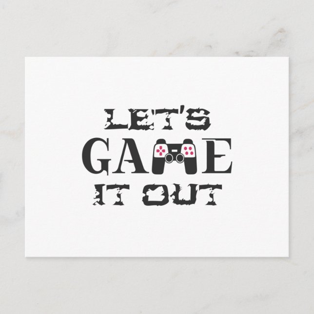 Let's game it out postcard (Front)