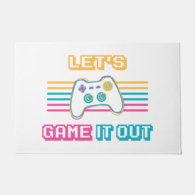 Let's game it out - Retro style Doormat (Front)