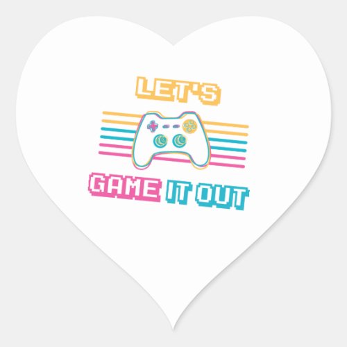 Lets game it out _ Retro style Heart Sticker