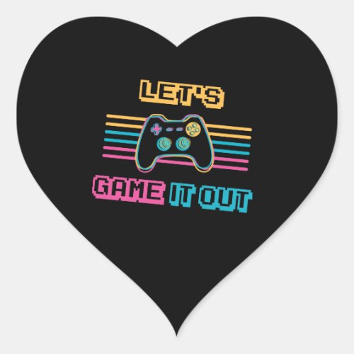 Lets game it out _ Retro style Heart Sticker