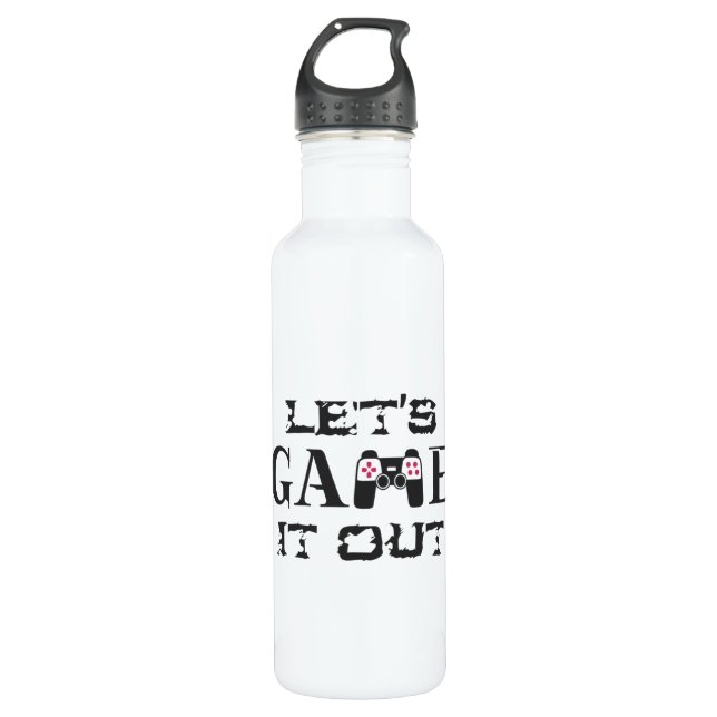 Let's game it out stainless steel water bottle (Front)