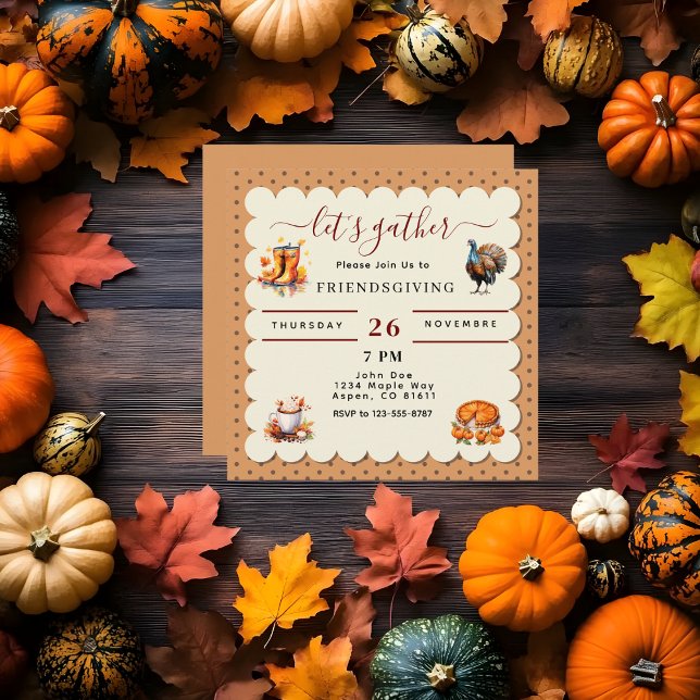 let's gather Fall Friendsgiving Thanksgiving  Invitation (Creator Uploaded)