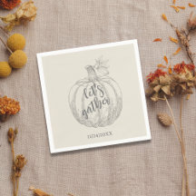 Let's Gather Rustic Pumpkin Thanksgiving Napkin