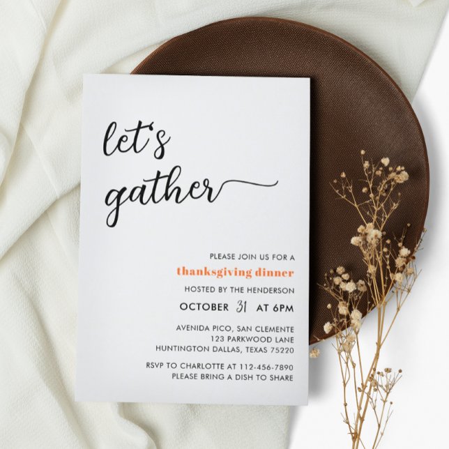 Let's Gather Simple Thanksgiving Dinner Invitation (Creator Uploaded)