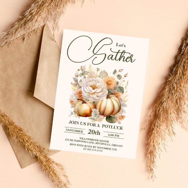 Let's Gather Thanksgiving Dinner Holiday Invitation (Creator Uploaded)