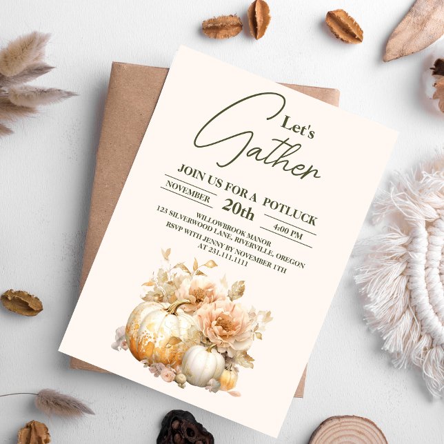 Let's Gather Thanksgiving Dinner Holiday Invitation (Creator Uploaded)