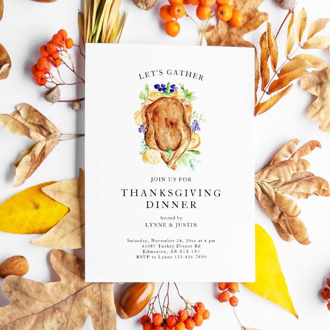 Let's Gather Thanksgiving Dinner Minimal Elegant Invitation (Creator Uploaded)