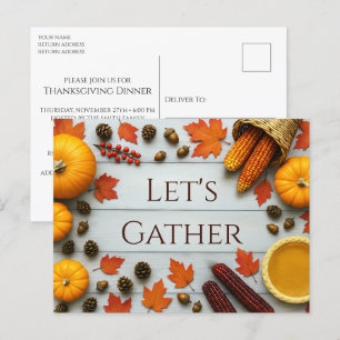 Let's Gather Thanksgiving Invitation Postcard
