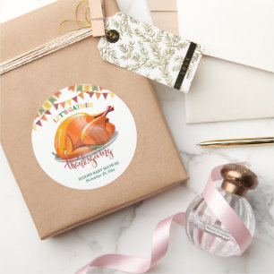 Let's Gather Thanksgiving Turkey Feast Baby Shower Classic Round Sticker