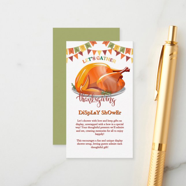 Let's Gather Thanksgiving Turkey Feast Baby Shower Enclosure Card (Front/Back In Situ)