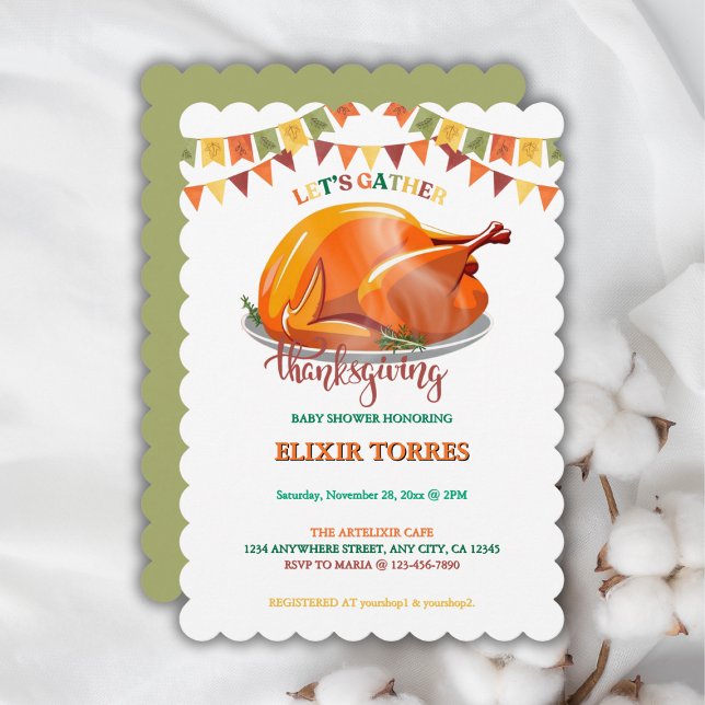 Let's Gather Thanksgiving Turkey Feast Baby Shower Invitation (Creator Uploaded)