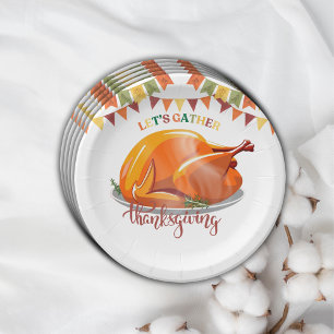 Let's Gather Thanksgiving Turkey Feast Baby Shower Paper Plates