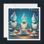 Let's gear up for robot birthday, science birthday invitation<br><div class="desc">A really cool invitation picturing 3 robots eating birthday cake and wearing party hats,  a great invitation for robot lovers as well as science and technology lovers. 
The card can be fully edited and personalized to fit your needs.</div>