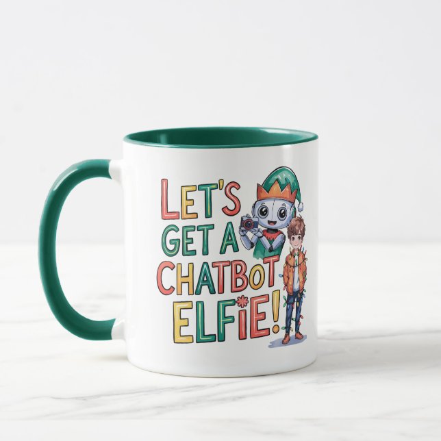 🤖Let's Get a Chatbot Elfie Funny Christmas Memes  Mug (Left)