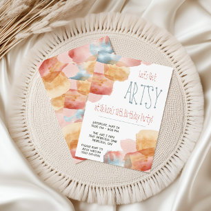 Let's Get Artsy! Watercolor Paint, Art Birthday Invitation