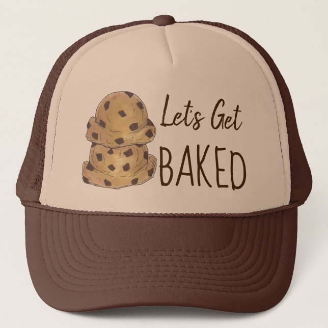 Let's Get Baked Chocolate Chip Cookie Dough Foodie Trucker Hat (Front)