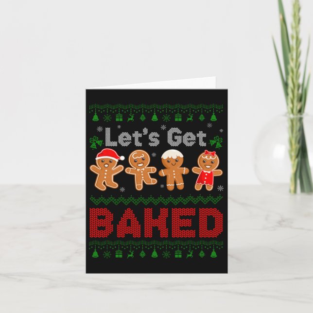 Lets Get Baked Cookie Baking Team Gingerbread Chri Card (Front)