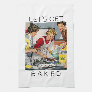 LET'S GET BAKED Funny Pot Pun Kitchen Towel