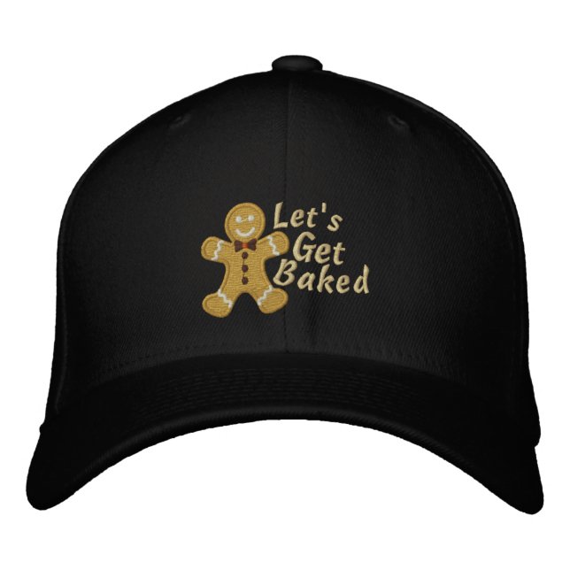 Let's get Baked Gingerbread Man Embroidered Baseball Cap (Front)