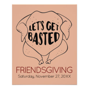 Let's Get Basted Budget Friendsgiving Invitation Flyer