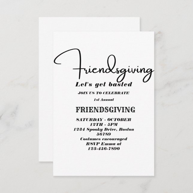 Let's Get Basted | Friendsgiving invitation (Front/Back)