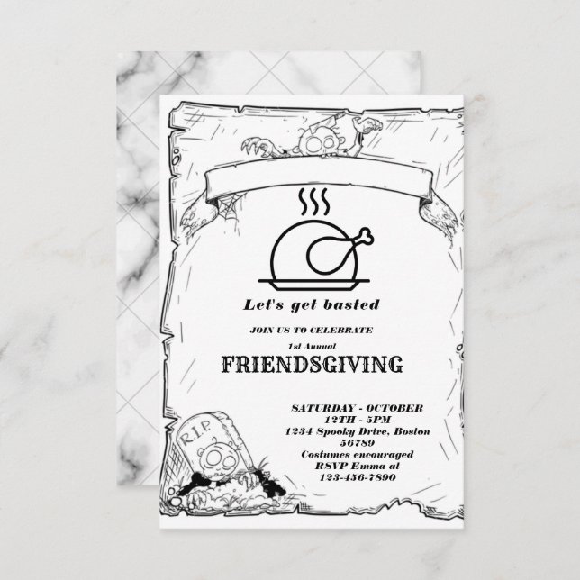 Let's Get Basted | Friendsgiving invitation (Front/Back)