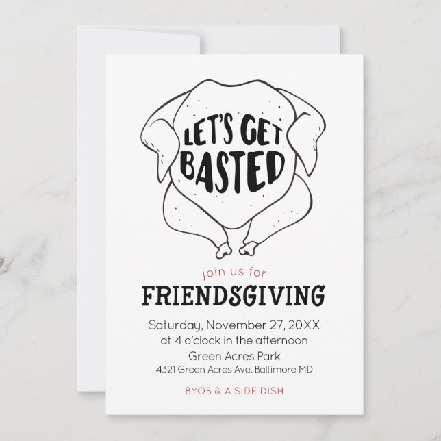 Let's Get Basted Friendsgiving Invitation (Front)