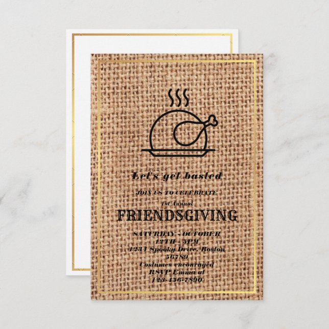 Let's Get Basted | Friendsgiving invitation (Front/Back)