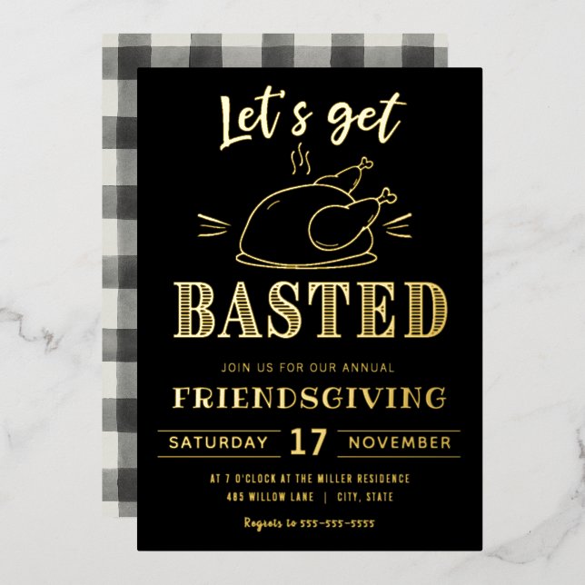 Let's get basted | Friendsgiving invitation Foil I Foil Invitation (Front/Back)