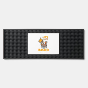 Let's Get Basted Funny Turkey - Cool Thanksgiving Bar Mat
