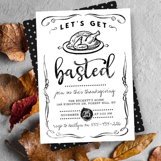 "Let's Get Basted" Modern Thanksgiving Dinner Invitation (Creator Uploaded)