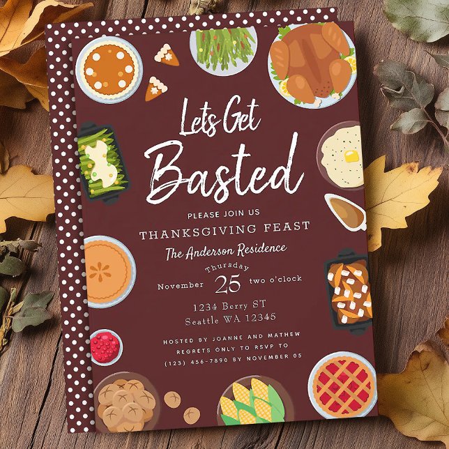 Let's Get Basted Thanksgiving Dinner Party Invitation (Creator Uploaded)