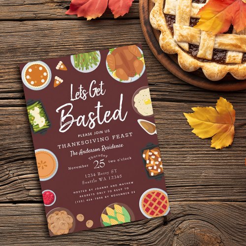 Lets Get Basted Thanksgiving Dinner Party Invitation