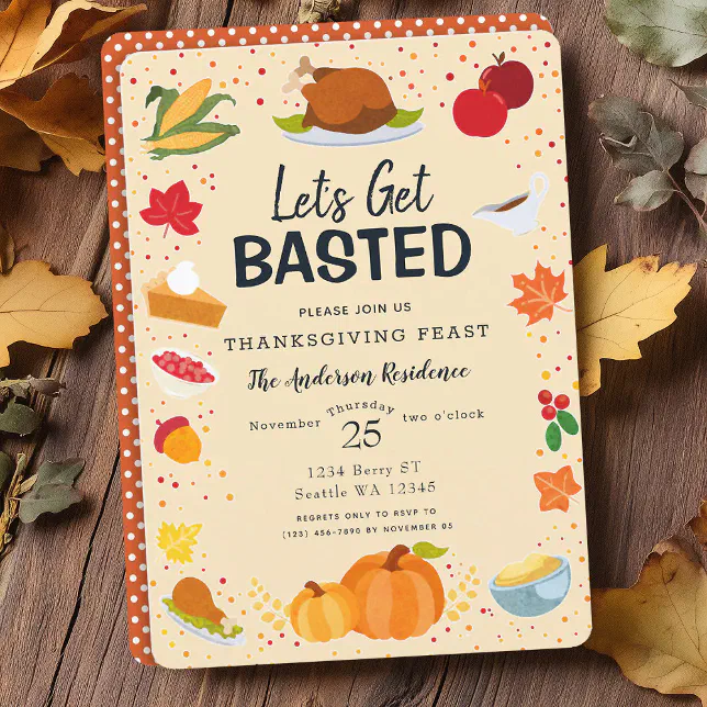 Gold Glitter 'Let's Get Basted' Thanksgiving Banner - Funny Friendsgiving Decor, Autumn Party Garland Sign - View #12