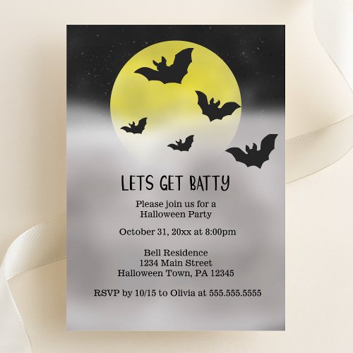 Lets Get Batty Halloween Party Invitation