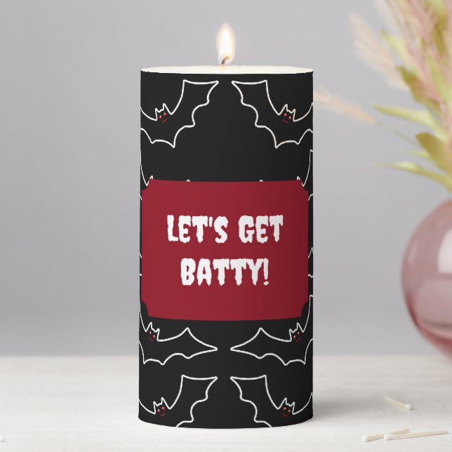 Let's Get Batty Halloween Pillar Candle (In Situ)