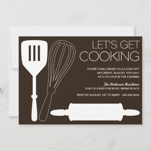 LETS GET COOKING  COOK OFF PARTY INVITATIONS