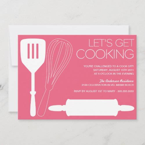 LETS GET COOKING  COOK OFF PARTY INVITATIONS