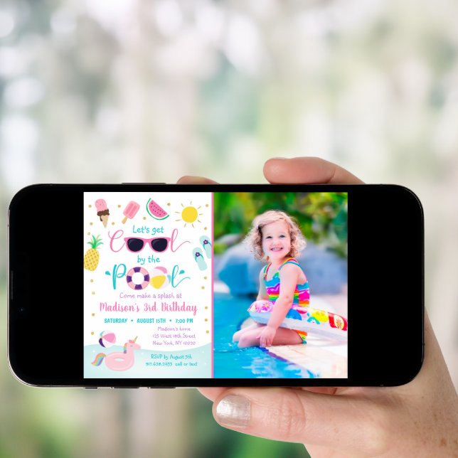 Let's Get Cool Girls Pool Party Birthday Invitation (Front Digital)
