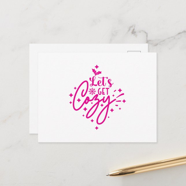 Let's Get Cozy Christmas Postcard (Front/Back In Situ)